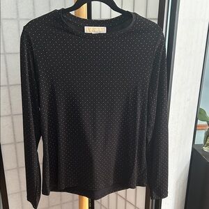 Michael Kors Black and gold Polka Dot Long Sleeve Top